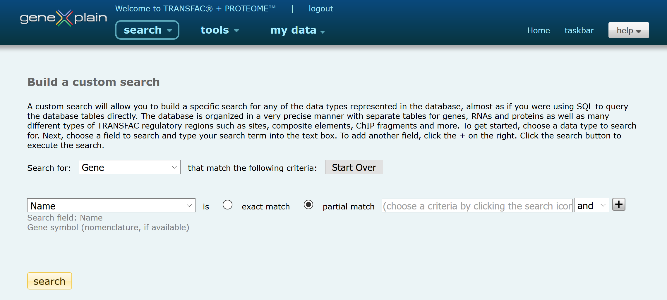 Custom Search for protein