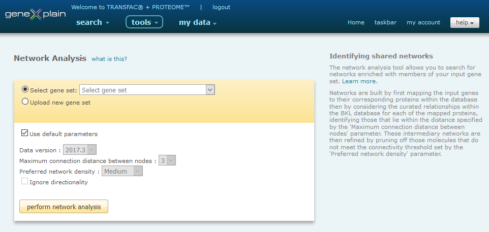 Network Analysis Tool interface