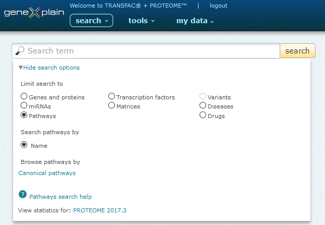 Pathways search option