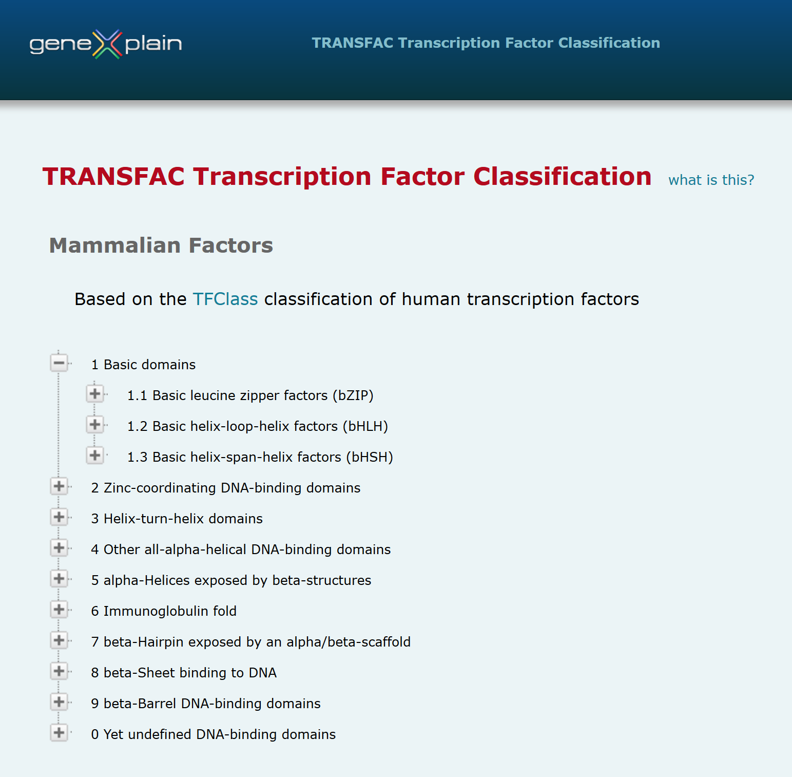 TRANSFAC classification